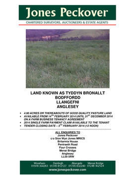 Land Known As Tyddyn Bronallt Bodffordd Llangefni Anglesey