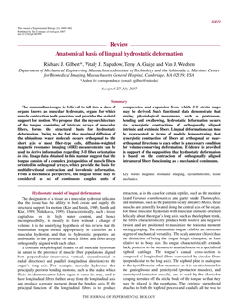 Review Anatomical Basis of Lingual Hydrostatic Deformation Richard J