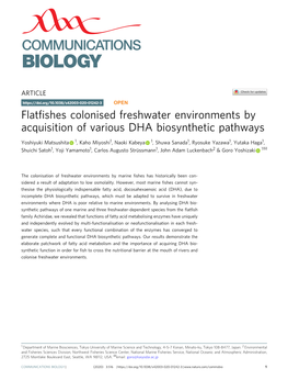 Flatfishes Colonised Freshwater Environments by Acquisition Of