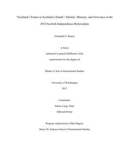 Identity, Memory, and Grievance in the 2014 Scottish Independence Referendumv