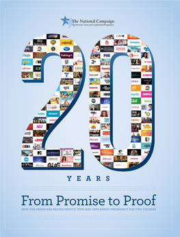 From Promise to Proof to Promise from Book: Media Anniversary 20Th Pregnancy Unplanned and Teen Prevent to Campaign National The
