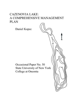 Cazenovia Lake: a Comprehensive Management Plan