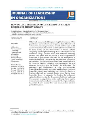 Journal of Leadership in Organizations Vol.1, No