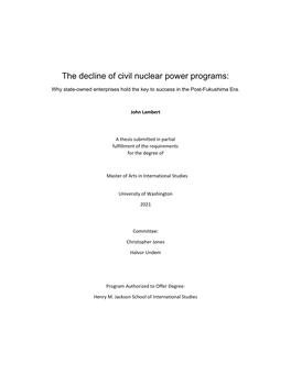 The Decline of Civil Nuclear Power Programs