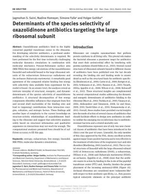 Determinants of the Species Selectivity of Oxazolidinone Antibiotics Targeting the Large Ribosomal Subunit