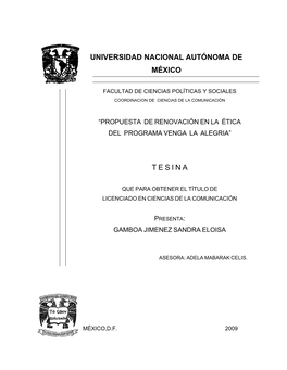 Universidad Nacional Autónoma De México T E S I
