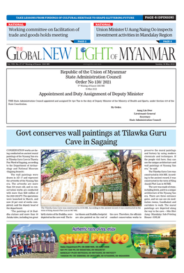 Govt Conserves Wall Paintings at Tilawka Guru Cave in Sagaing