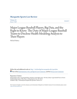 Major League Baseball Players, Big Data, and the Right to Know