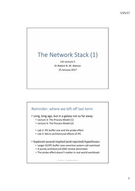The Network Stack (1) L41 Lecture 5 Dr Robert N