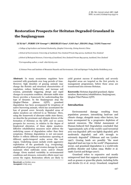 Restoration Prospects for Heitutan Degraded Grassland in the Sanjiangyuan