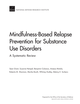 Mindfulness-Based Relapse Prevention for Substance Use Disorders a Systematic Review