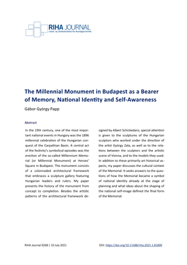 The Millennial Monument in Budapest As the Carrier of Memory, National Identity and Self-Consciousness