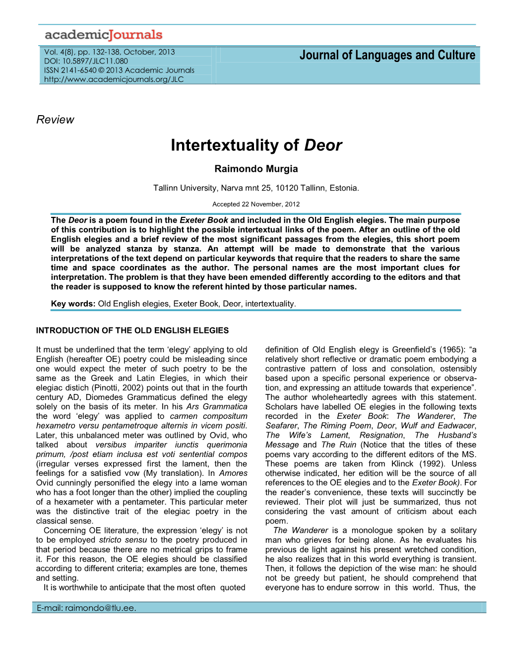 Intertextuality of Deor