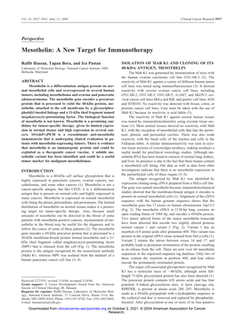 Mesothelin: a New Target for Immunotherapy