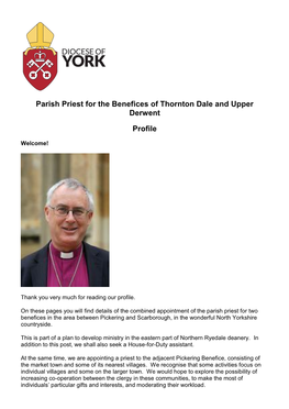 Parish Priest for the Benefices of Thornton Dale and Upper Derwent
