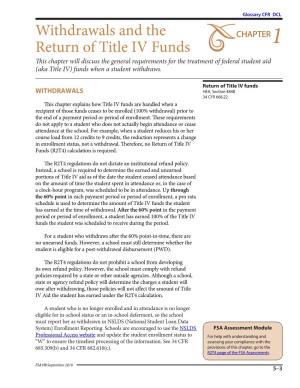 Withdrawals and the Return of Title IV Funds, 2019–2020