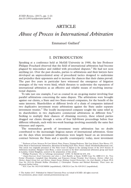 Abuse of Process in International Arbitration