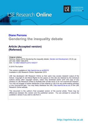 Diane Perrons Gendering the Inequality Debate