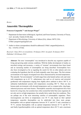 Anaerobic Thermophiles