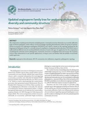 Updated Angiosperm Family Tree for Analyzing Phylogenetic Diversity and Community Structure
