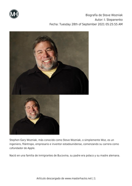 Biografía De Steve Wozniak Autor: I