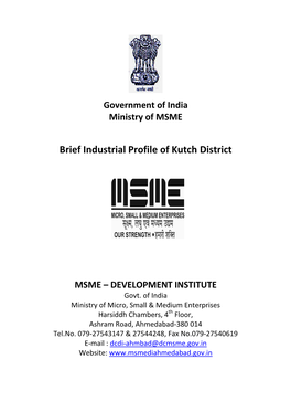 Brief Industrial Profile of Kutch District