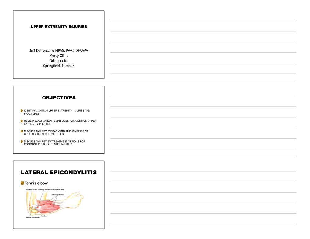 Del Vecchio Upper Extremity Injury