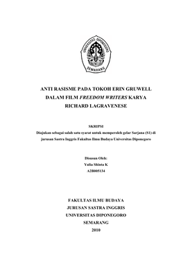 Anti Rasisme Pada Tokoh Erin Gruwell Dalam Film Freedom Writers Karya Richard Lagravenese