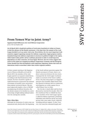 From Yemen War to Joint Army? WP Egyptian-Saudi Differences Over Arab Military Cooperation