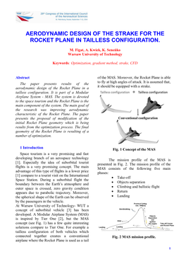 Aerodynamic Design of the Strake for the Rocket Plane in Tailless Configuration
