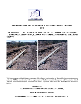 Environmental and Social Impact Assessment Project Report For