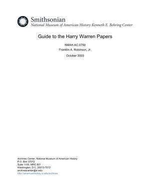 Guide to the Harry Warren Papers