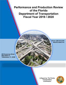 Performance and Production Review of the Florida Department of Transportation Fiscal Year 2019 / 2020