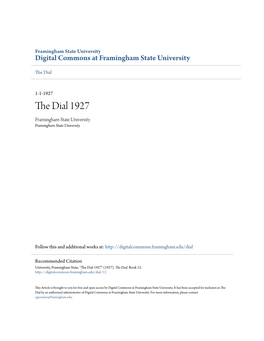 The Dial 1927 Framingham State University Framingham State University