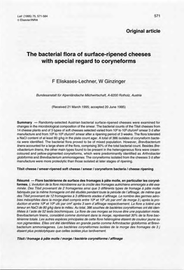 The Bacterial Flora of Surface-Rlpened Cheeses with Special Regard to Coryneforms