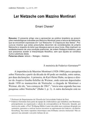 Ler Nietzsche Com Mazzino Montinari