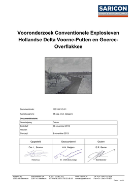 Vooronderzoek Conventionele Explosieven Hollandse Delta Voorne-Putten En Goeree- Overflakkee