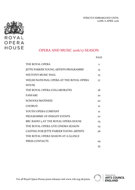 Opera Season Press Release 16-17
