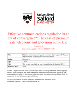 Effective Communications Regulation in an Era Of