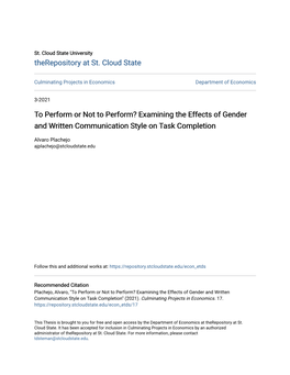 Examining the Effects of Gender and Written Communication Style on Task Completion