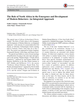 The Role of North Africa in the Emergence and Development of Modern Behaviors: an Integrated Approach