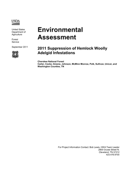 Environmental Assessment 2011 Suppression of Hemlock Woolly Adelgid Infestations Cherokee National Forest