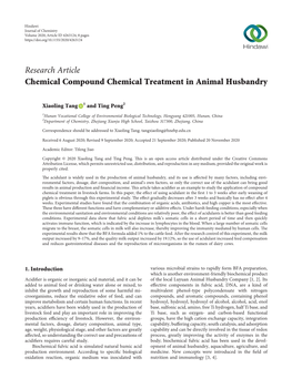 Chemical Compound Chemical Treatment in Animal Husbandry
