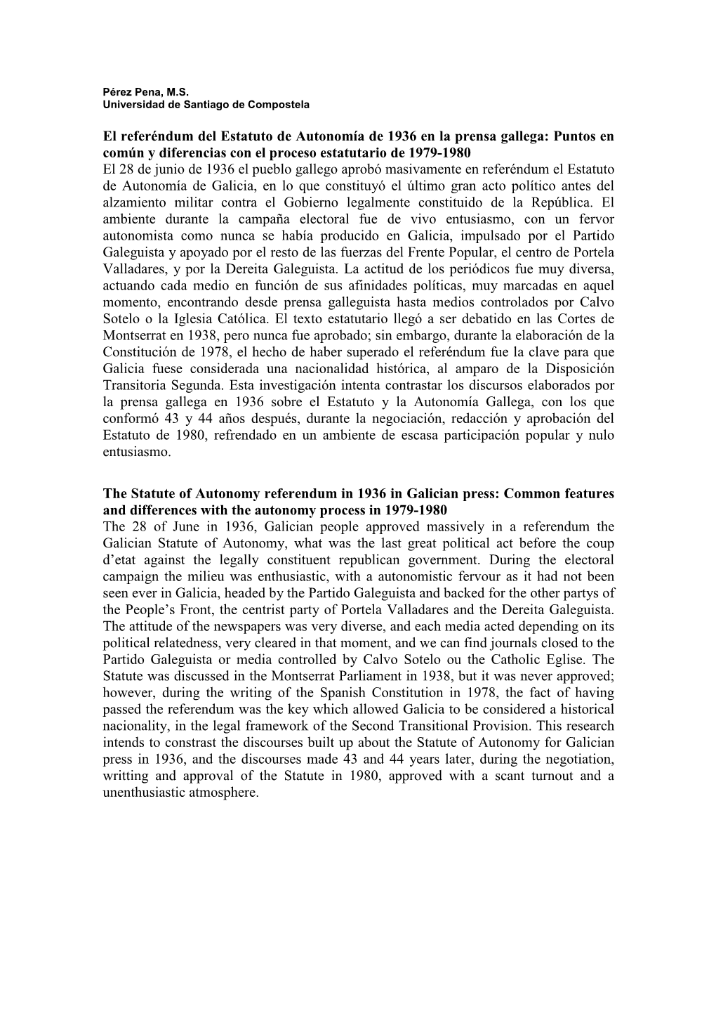 El Referéndum Del Estatuto De Autonomía De 1936 En La