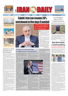 Salehi: Iran Can Resume