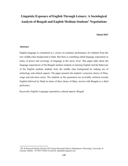 A Sociological Analysis of Bengali and English Medium Students’ Negotiations