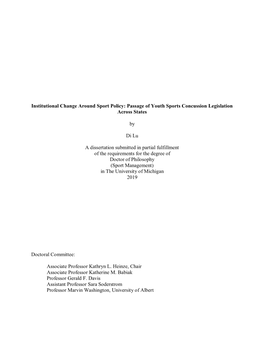 Passage of Youth Sports Concussion Legislation Across States by Di Lu