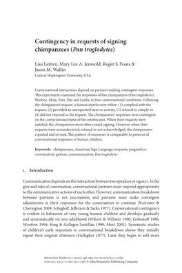 Contingency in Requests of Signing Chimpanzees (Pan Troglodytes)