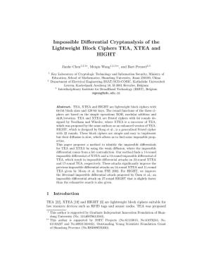Impossible Differential Cryptanalysis of the Lightweight Block Ciphers TEA, XTEA and HIGHT