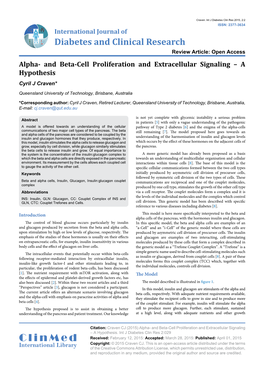 Alpha- and Beta-Cell Proliferation and Extracellular Signaling – a Hypothesis Cyril J Craven*